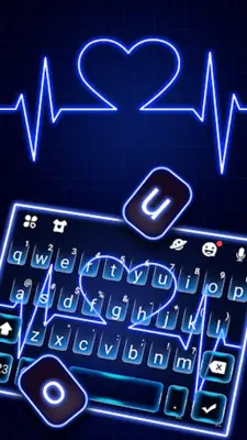 Neon Blue Heartbeat Keyboard T android App screenshot 3